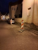 Foto: Blockierung Parkplatz Gartenstr. Golßen 